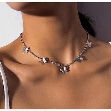 Bohemian Cute Butterfly Choker Necklace For Women Gold Silver Color Clavicle Chain  Fashion Female Chic Chocker Jewelry daiiibabyyy